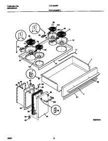 05 - Top / Drawer parts for Frigidaire Range FEF450WFWA from AppliancePartsPros.com