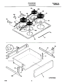 04 - Top / Drawer parts for Frigidaire Range FES300WCDH from AppliancePartsPros.com
