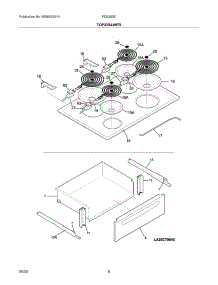 07 - Top / Drawer parts for Frigidaire Range FES355EBE from AppliancePartsPros.com