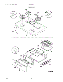 09 - Top / Drawer parts for Frigidaire Range FGF303CWB from AppliancePartsPros.com