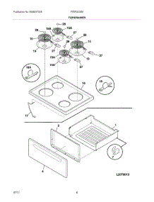 07 - Top / Drawer parts for Frigidaire Range FFEF3005MWA from AppliancePartsPros.com