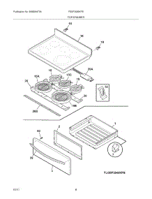 07 - Top / Drawer parts for Frigidaire Range FGEF3055KFE from AppliancePartsPros.com