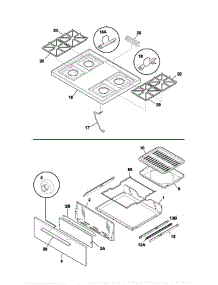 Top / Drawer parts for Frigidaire Range FGF303CWA from AppliancePartsPros.com