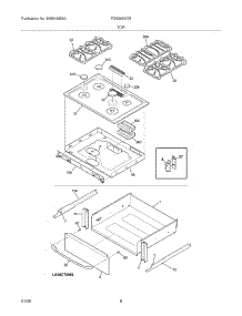 09 - Top / Drawer parts for Frigidaire Range FGS365ECB from AppliancePartsPros.com