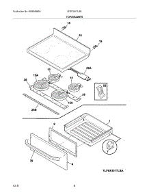 07 - Top / Drawer parts for Frigidaire Range LFEF3017LSB from AppliancePartsPros.com