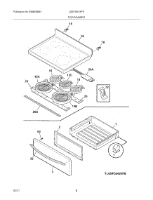 07 - Top / Drawer parts for Frigidaire Range LGEF3043KFE from AppliancePartsPros.com