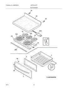 07 - Top / Drawer parts for Frigidaire Range LGEF3043KFF from AppliancePartsPros.com