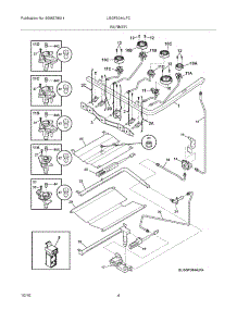 05 - Burner parts for Frigidaire Range LGGF3044LFC from AppliancePartsPros.com