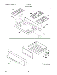 09 - Top / Drawer parts for Frigidaire Range LFGF3027LSC from AppliancePartsPros.com