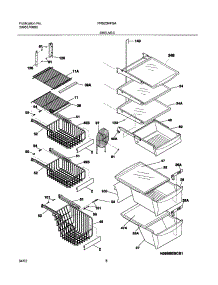 09 - Shelves parts for Frigidaire Refrigerator FRS23HF5AW4 from AppliancePartsPros.com