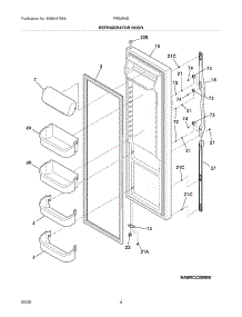 05 - Refrigerator Door parts for Frigidaire Refrigerator FRS3R4EB4 from AppliancePartsPros.com