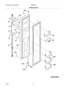 03 - Freezer Door parts for Frigidaire Refrigerator FRSHT5EFSB4 from AppliancePartsPros.com