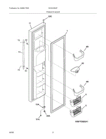 03 - Freezer Door parts for Frigidaire Refrigerator GHSC39EJPB1 from AppliancePartsPros.com