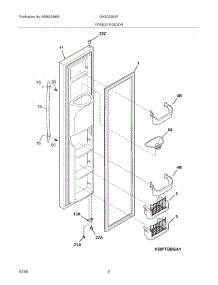 03 - Freezer Door parts for Frigidaire Refrigerator GHSC39EJPW3 from AppliancePartsPros.com
