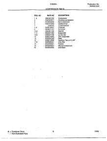 Compressor parts for Frigidaire Air Conditioner VWE5180A from AppliancePartsPros.com