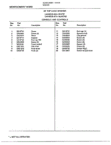 28` Top Load Console / Controls Page 2 parts for Frigidaire Washer 6308A from AppliancePartsPros.com