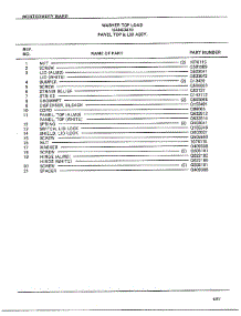 Panel Top And Lid Assy Page 2 parts for Frigidaire Washer 6347B from AppliancePartsPros.com