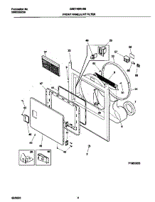 03 - P16d0023 Frnt Pnl Door parts for Frigidaire Dryer GSE746RHS0 from AppliancePartsPros.com