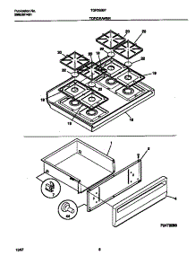 05 - Top / Drawer parts for Frigidaire Range TGF355BFWB from AppliancePartsPros.com