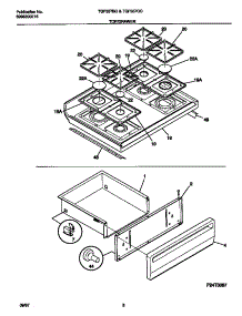 05 - Top / Drawer parts for Frigidaire Range TGF357BCWE from AppliancePartsPros.com