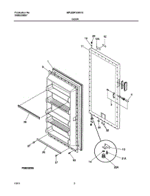 03 - Door parts for Frigidaire Freezer MFU20F3GW10 from AppliancePartsPros.com