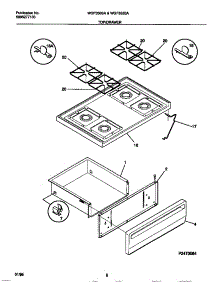 05 - Top / Drawer parts for Frigidaire Range WGF353BAWE from AppliancePartsPros.com