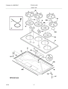 03 - Main Top parts for Frigidaire Cooktop FFGC3613LSB from AppliancePartsPros.com