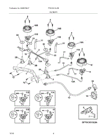 05 - Burner parts for Frigidaire Cooktop FFGC3613LSB from AppliancePartsPros.com