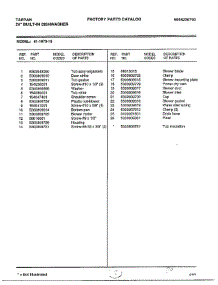 Parts List parts for Frigidaire Dishwasher 61-1073-10 from AppliancePartsPros.com
