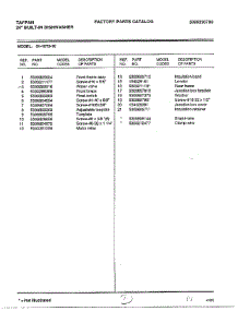 Parts List parts for Frigidaire Dishwasher 61-1073-10 from AppliancePartsPros.com
