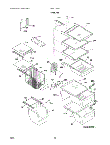 09 - Shelves parts for Frigidaire Refrigerator FRS6L7EES1 from AppliancePartsPros.com