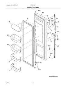 05 - Refrigerator Door parts for Frigidaire Refrigerator FRS6LR5EW3 from AppliancePartsPros.com