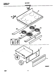 04 - Top / Drawer parts for Frigidaire Range MEF356BFWA from AppliancePartsPros.com