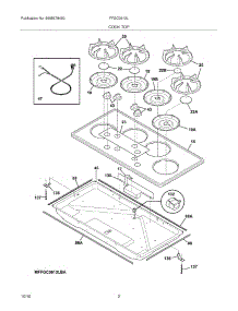 03 - Main Top parts for Frigidaire Cooktop FFGC3613LWB from AppliancePartsPros.com