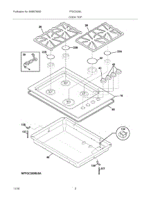 03 - Main Top parts for Frigidaire Cooktop FFGC3025LWB from AppliancePartsPros.com