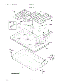 03 - Main Top parts for Frigidaire Cooktop FFGC3625LBB from AppliancePartsPros.com