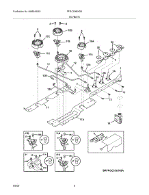 05 - Burner parts for Frigidaire Cooktop FPGC3085KSA from AppliancePartsPros.com