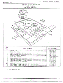 Top And Related parts for Frigidaire Cooktop 3930A from AppliancePartsPros.com