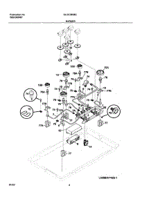 05 - Burner parts for Frigidaire Cooktop GLGC36S8CBA from AppliancePartsPros.com