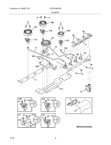 05 - Burner parts for Frigidaire Cooktop FPGC3085KSB from AppliancePartsPros.com