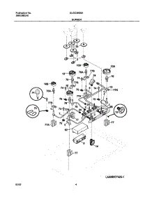 05 - Burner parts for Frigidaire Cooktop GLGC36S8ABB from AppliancePartsPros.com