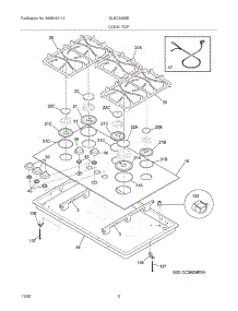03 - Maintop parts for Frigidaire Cooktop GLGC36S8ESA from AppliancePartsPros.com