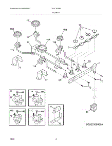 05 - Burner parts for Frigidaire Cooktop GLGC30S8EBA from AppliancePartsPros.com
