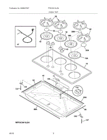 03 - Main Top parts for Frigidaire Cooktop FFGC3613LSA from AppliancePartsPros.com