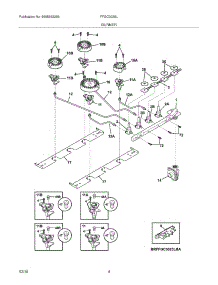 05 - Burner parts for Frigidaire Cooktop FFGC3025LSA from AppliancePartsPros.com