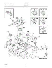 05 - Burner parts for Frigidaire Cooktop GLGC36S8EBA from AppliancePartsPros.com