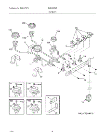 05 - Burner parts for Frigidaire Cooktop GLGC30S9ESA from AppliancePartsPros.com