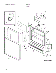05 - Door parts for Frigidaire Dishwasher FGHD2455LW0 from AppliancePartsPros.com