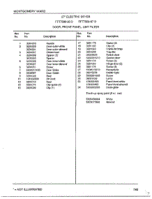 Door / Front Panel / Lint Filter Page 2 parts for Frigidaire Dryer 7589-87D from AppliancePartsPros.com