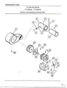 Motor-Fan Housing And Exhaust Duct parts for Frigidaire Dryer 7308A from AppliancePartsPros.com